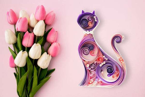 Pink and Purple Cat, Paper Anniversary, Gift for fashion model, Photography prop,Best Christmas Gift, Gift for Cat lover, feline passion, feline art fashion, Cat art fashion, Catwalk Cat Walk, Cat art for décor, Boutique décor, fashionable cat, stylish cat décor, gift for she boss