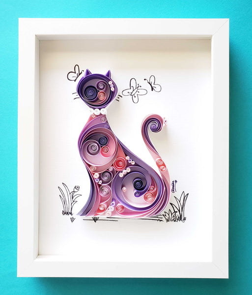 Pink and Purple Cat, Office décor, boutique décor, home décor, pop colors, Unique Gift,Best Christmas Gift,Thanksgiving Gift,Birthday,Cat lover,Feline Art,Fashion Art,Supermodel,Catlady,Cat person,witch,super model