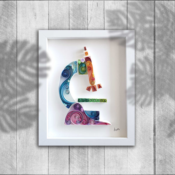 study room décor, kids room décor, best gift for mother, father, explorer, scientist, science teacher, gift for him, gift for her, elegant and unique design, colorful microscope artwork, Original Art, Paper Art