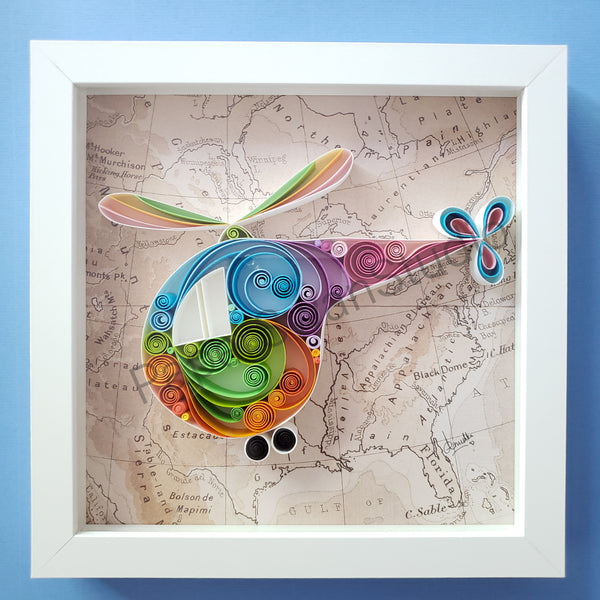 Paper Anniversary, Best Christmas Gift, Helicopter art, travel office décor, travel lover art, gift for traveler, Gift for pilot, Gift for new couple, honeymoon planner, Gift for first responder, Gift for rescuer, Wedding Gift, One who loves to fly, Map artwork