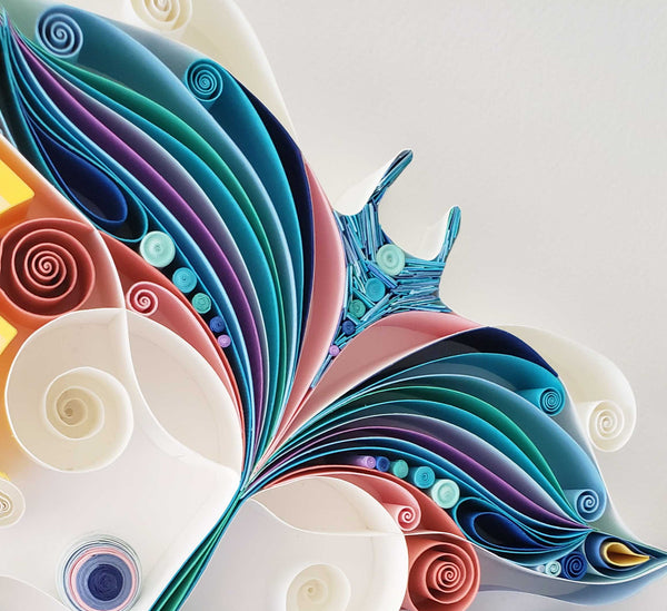 Sea life Art, Wild life Art, Blue Manta Ray, Blue fish, Manta Ray artwork, Hahalua, Spiritual art, White deep frame, Paper Anniversary, Ready to hang