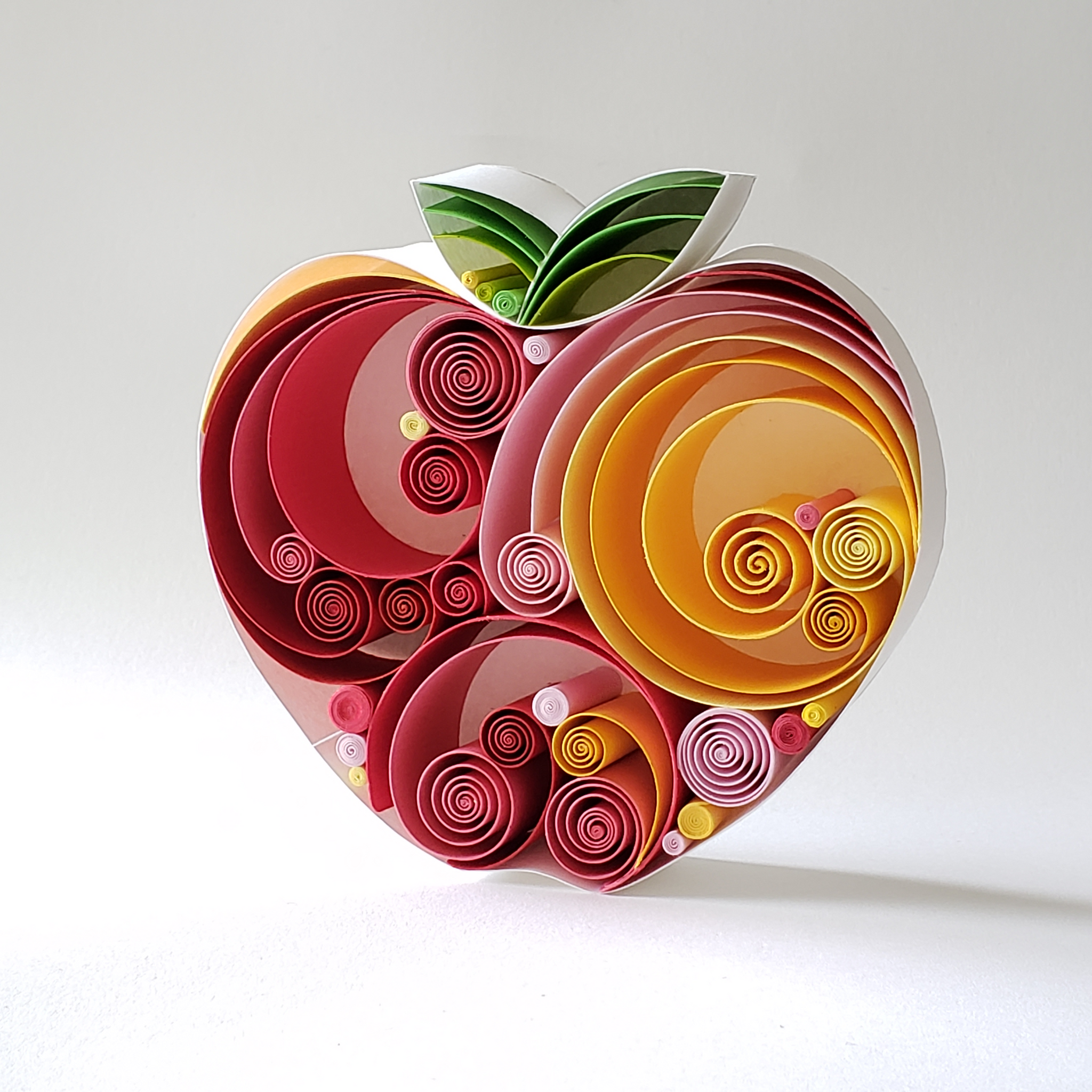 Fruit Art, Warm colored Apple Art, Paper Art, Fine Art, Original Art, 3D artwork, White frame, Best gift near me